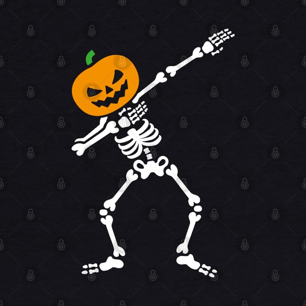 Dabbing skeleton dab pumpkin head Halloween by LaundryFactory